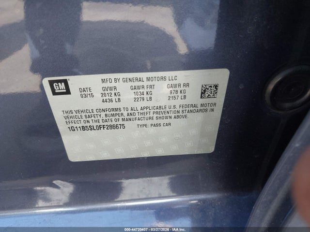 Chevrolet MALIBU LS 2015 1G11B5SL0FF286675 Image 9