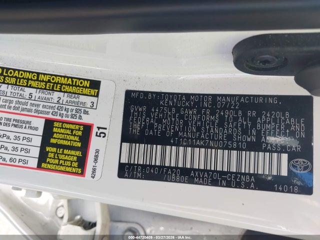 Toyota CAMRY LE 2022 4T1C11AK7NU075810 Image 9