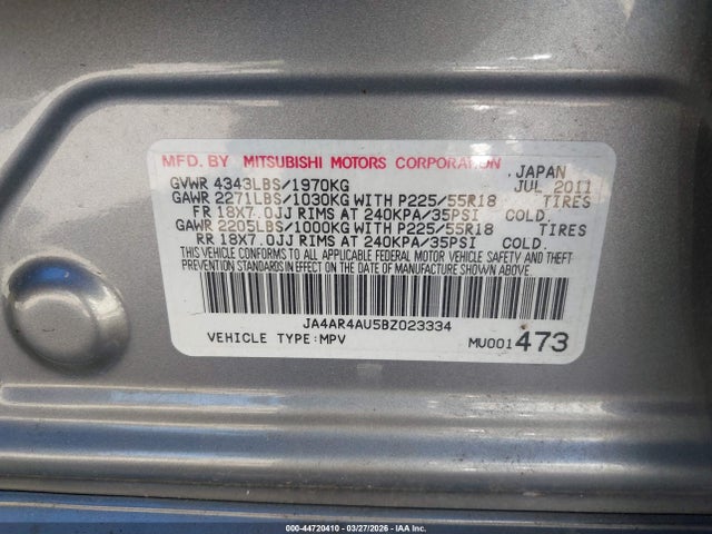 2011 MITSUBISHI OUTLANDER SPORT JA4AR4AU5BZ023334 Photo 8