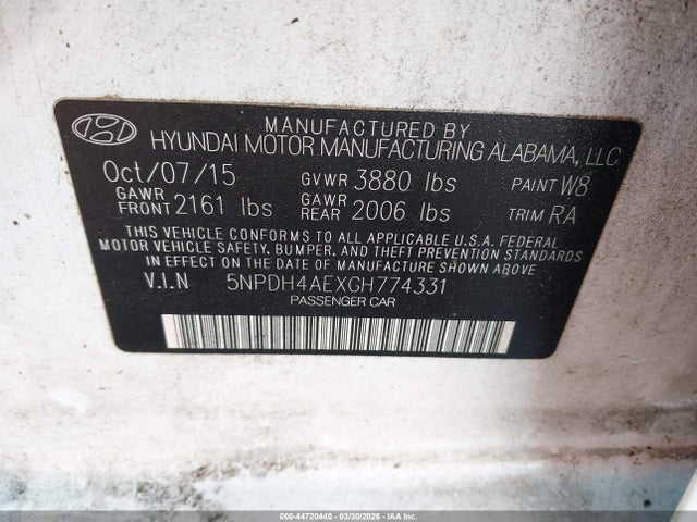 Hyundai ELANTRA SE 2016 5NPDH4AEXGH774331 Image 9