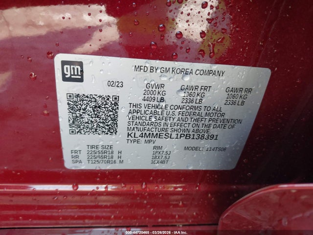 Продаж на аукціоні авто 2023 Buick Encore Gx Select Awd, vin: KL4MMESL1PB138391, номер лоту: 44720465