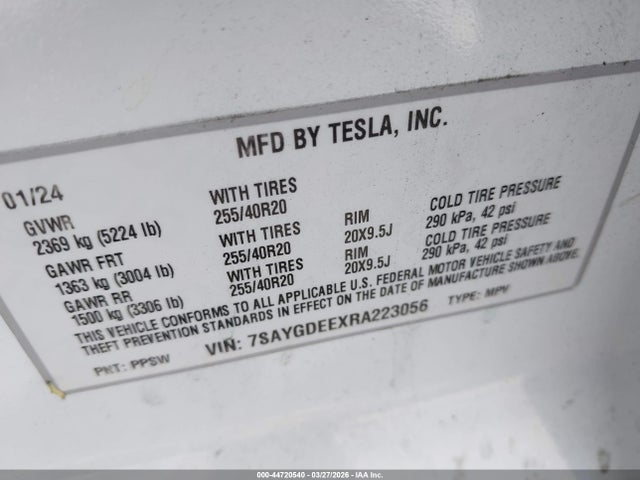 7SAYGDEEXRA223056 Tesla Model Y Long Range Dual Motor All-wheel Drive