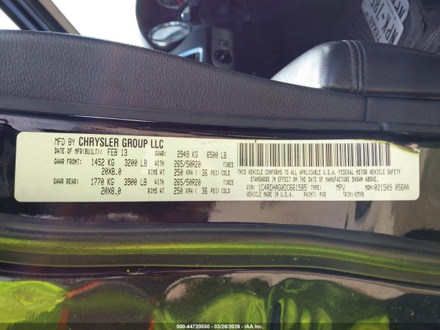 2013 Dodge Durango Sxt მანქანა იყიდება აუქციონზე, vin: 1C4RDHAG0DC661585, აუქციონის ნომერი: 44720550