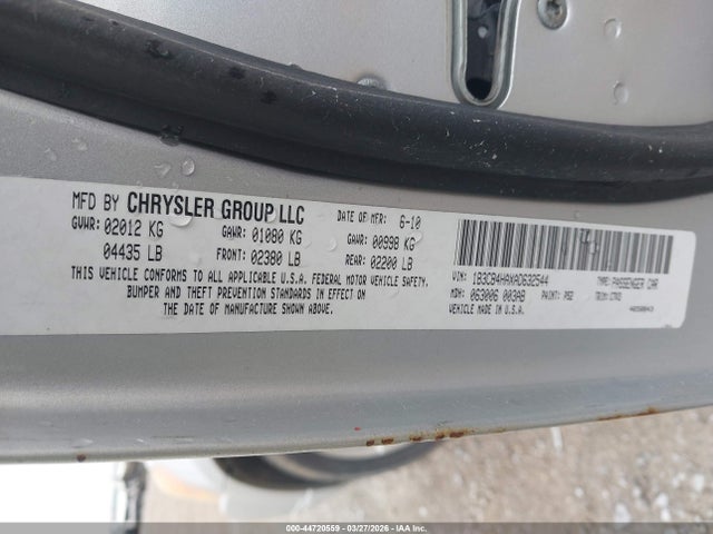 44720559 :رقم المزاد ، 1B3CB4HAXAD632544 vin ، 2010 Dodge Caliber Sxt مزاد بيع