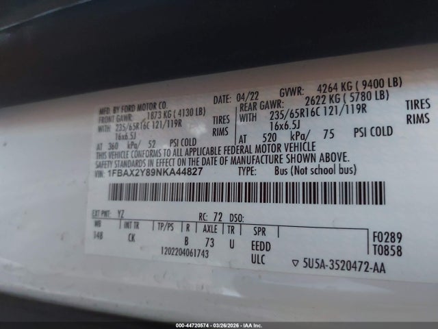Ford Transit-350 Passenger Van Xlt 2022 1FBAX2Y89NKA44827 Image 9