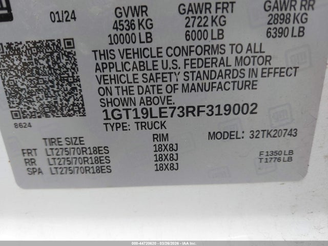 Продажа на аукционе авто 2024 Gmc Sierra 2500hd 4wd  Standard Bed Pro, vin: 1GT19LE73RF319002, номер лота: 44720620