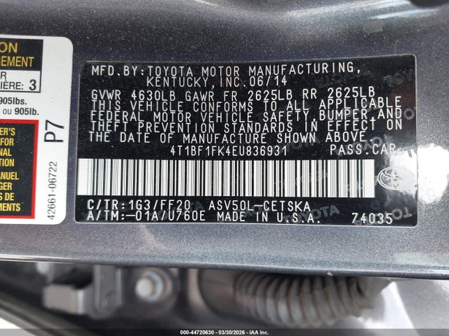 2014 TOYOTA CAMRY 4T1BF1FK4EU836931 Photo 8