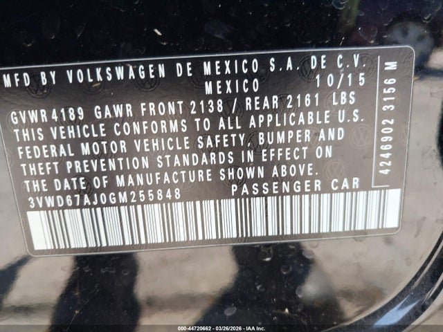 3VWD67AJ0GM255848 Volkswagen Jetta 1.4t Se