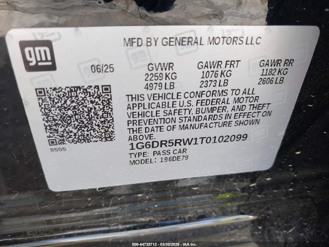 Продажа на аукционе авто 2026 Cadillac Ct5-v V-series Rwd, vin: 1G6DR5RW1T0102099, номер лота: 44720712