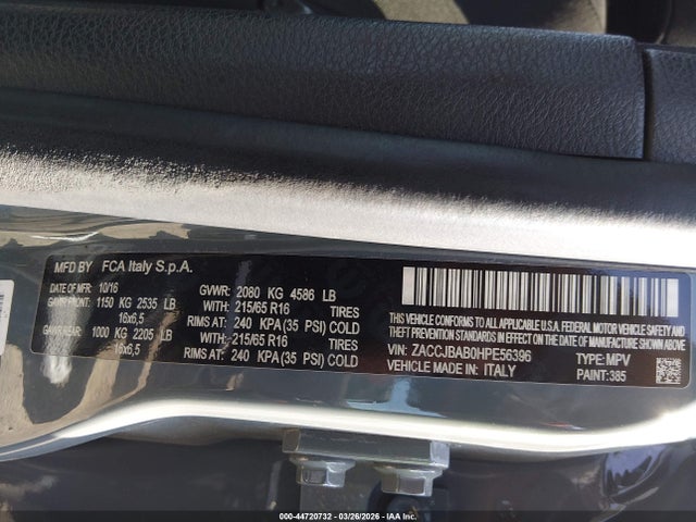 Aukcja sprzedaży 2017 Jeep Renegade Sport 4x4, vin: ZACCJBAB0HPE56396, numer aukcji: 44720732