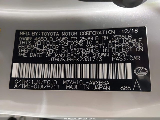 2019 LEXUS UX 250H JTHU9JBH8K2001743 Photo 8