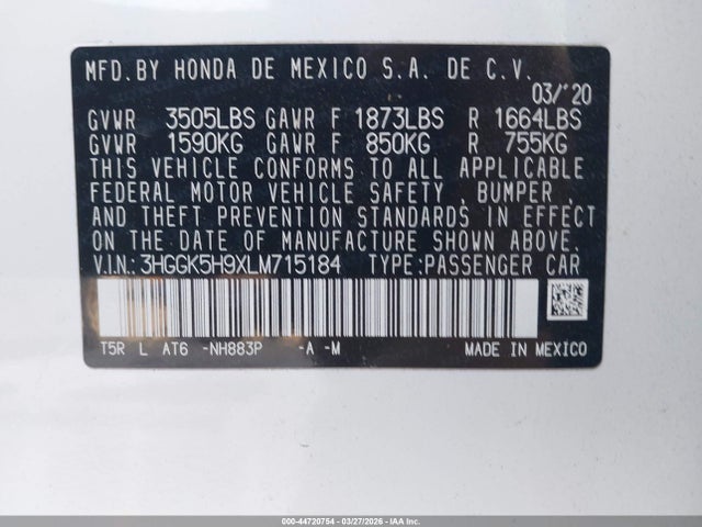 2020 HONDA FIT 3HGGK5H9XLM715184 Photo 8