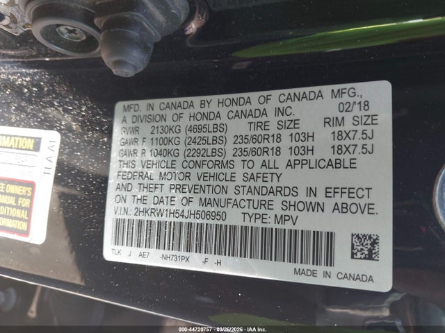 2HKRW1H54JH506950 Honda CR-V EX