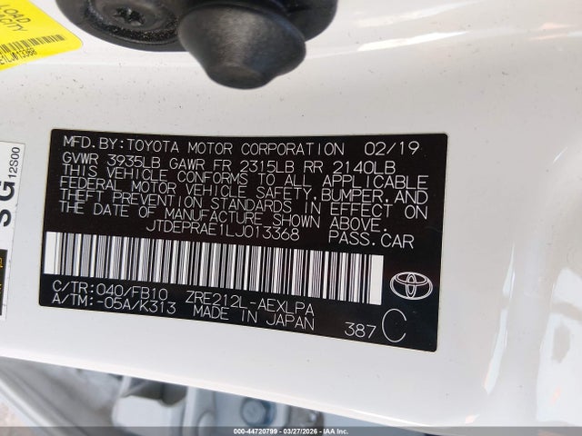 Toyota COROLLA LE 2020 JTDEPRAE1LJ013368 Image 9