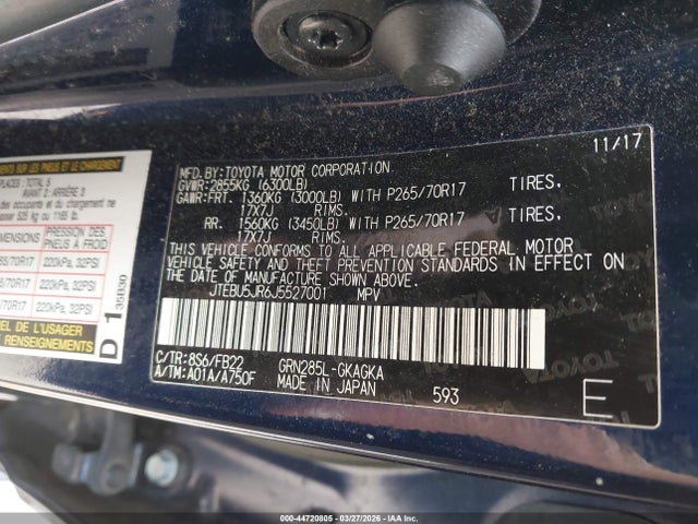 2018 TOYOTA 4RUNNER JTEBU5JR6J5527001 Photo 8