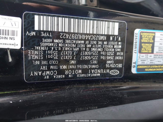 Hyundai TUCSON SE 2017 KM8J3CA44HU397422 Image 9