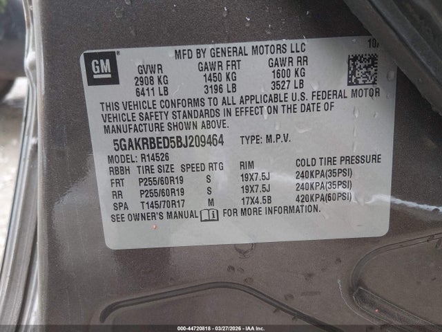 2011 BUICK ENCLAVE 5GAKRBED5BJ209464 Photo 8