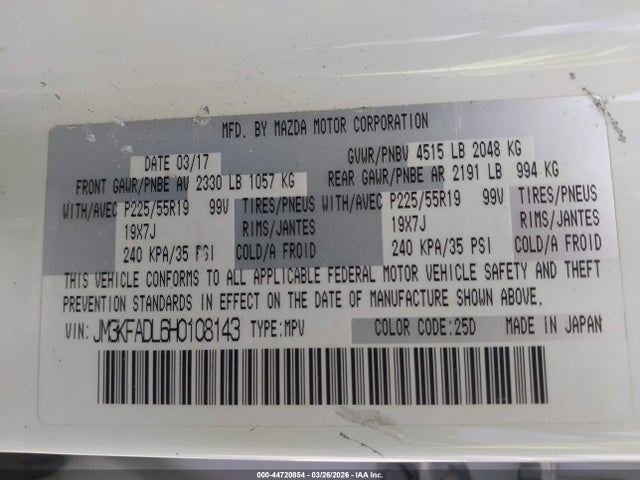 JM3KFADL6H0108143 Mazda Cx-5 Grand Touring