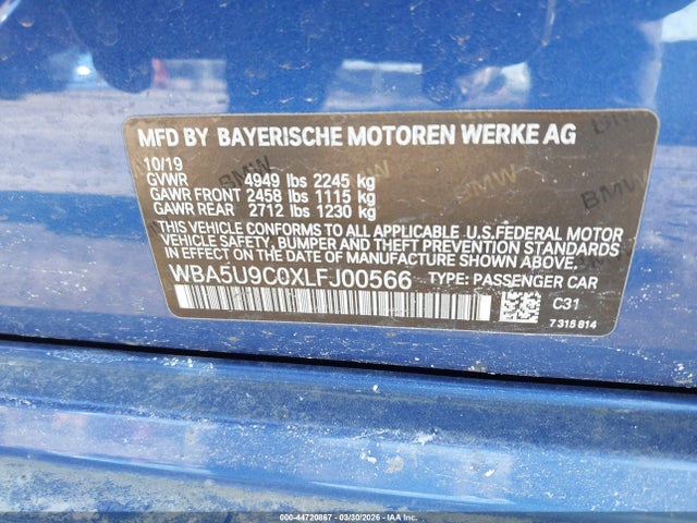 Aukcja sprzedaży 2020 Bmw M340i M340i Xdrive, vin: WBA5U9C0XLFJ00566, numer aukcji: 44720867