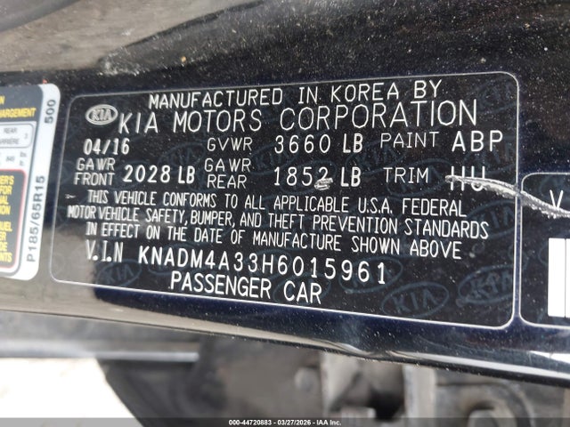 KIA RIO LX 2017 KNADM4A33H6015961 Image 9