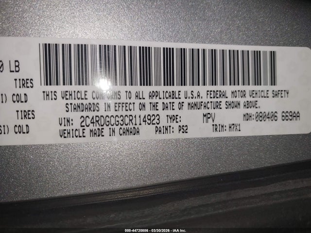 Продаж на аукціоні авто 2012 Dodge Grand Caravan Sxt, vin: 2C4RDGCG3CR114923, номер лоту: 44720886