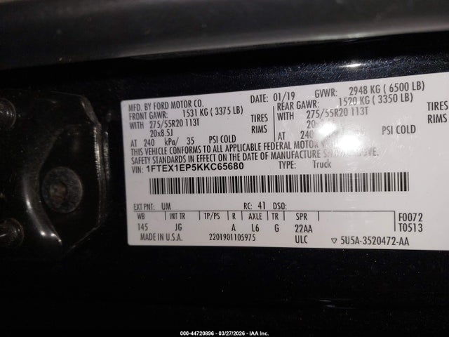 2019 FORD F-150 1FTEX1EP5KKC65680 Photo 8