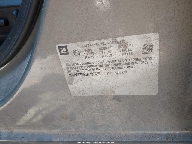 2017 CHEVROLET CRUZE 1G1BE5SM9H7192490 Photo 8