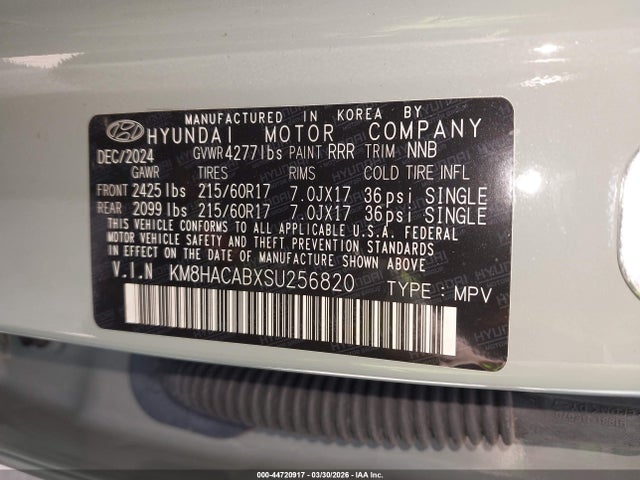 Продаж на аукціоні авто 2025 Hyundai Kona Se, vin: KM8HACABXSU256820, номер лоту: 44720917