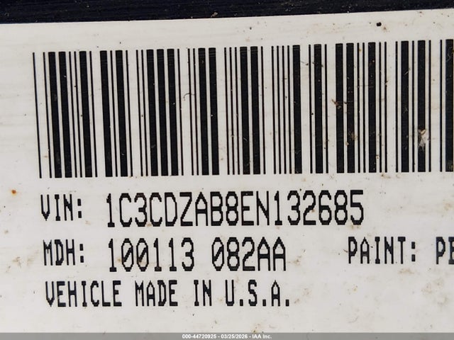 44720925 :رقم المزاد ، 1C3CDZAB8EN132685 vin ، 2014 Dodge Avenger Se مزاد بيع