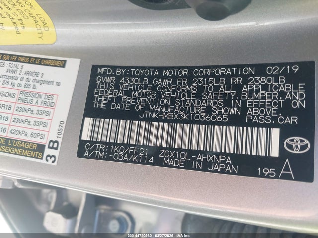 Toyota C-HR XLE 2019 JTNKHMBX3K1036065 Image 9