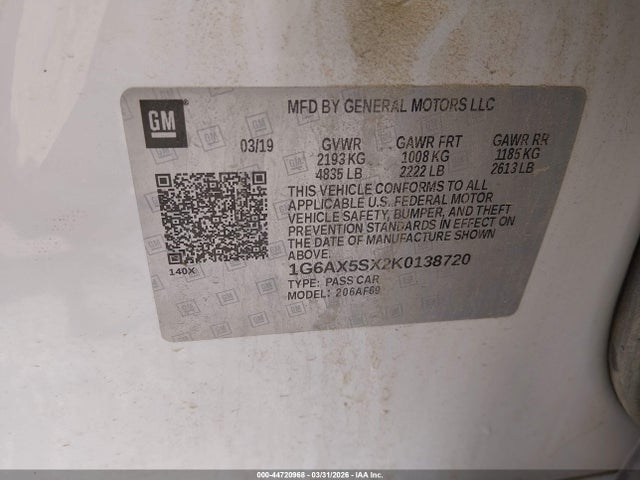 Продажа на аукционе авто 2019 Cadillac Cts Luxury, vin: 1G6AX5SX2K0138720, номер лота: 44720968