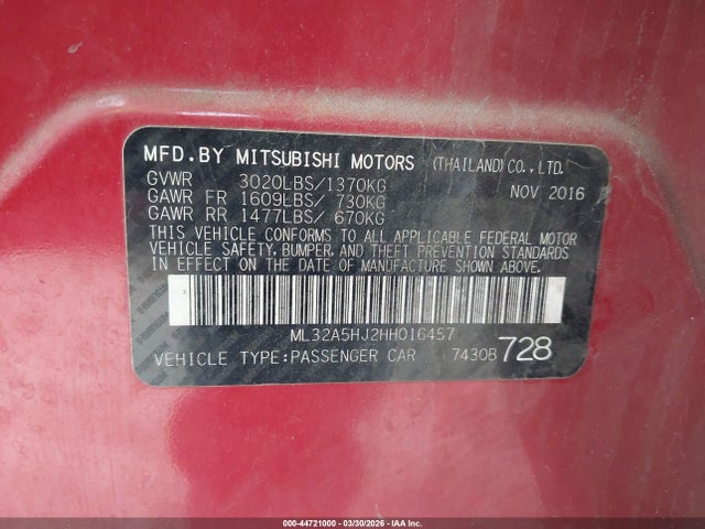 Mitsubishi Mirage Gt 2017 ML32A5HJ2HH016457 Image 9