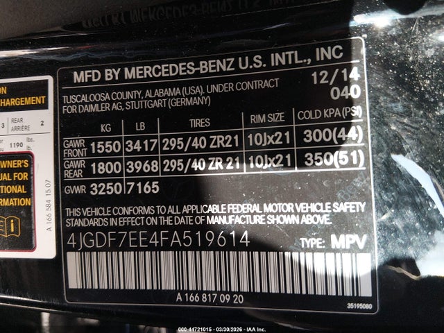 2015 MERCEDES-BENZ GL 63 AMG 4JGDF7EE4FA519614 Photo 8