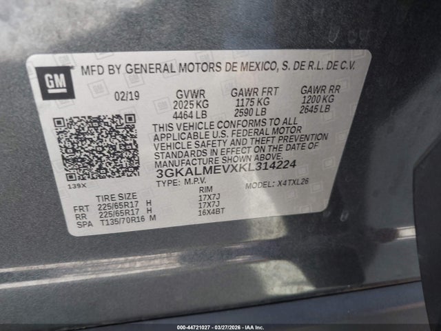 Aukcja sprzedaży 2019 Gmc Terrain Sle, vin: 3GKALMEVXKL314224, numer aukcji: 44721027