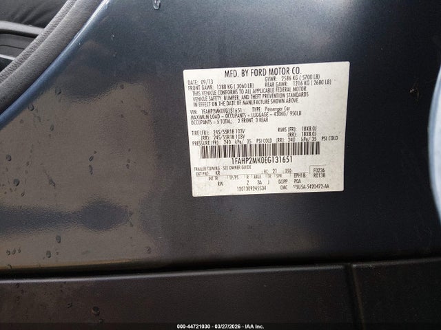 44721030 :رقم المزاد ، 1FAHP2MK0EG131651 vin ، 2014 Ford Police Interceptor مزاد بيع