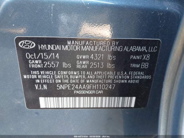 Hyundai SONATA ECO 2015 5NPE24AA9FH110247 Image 9