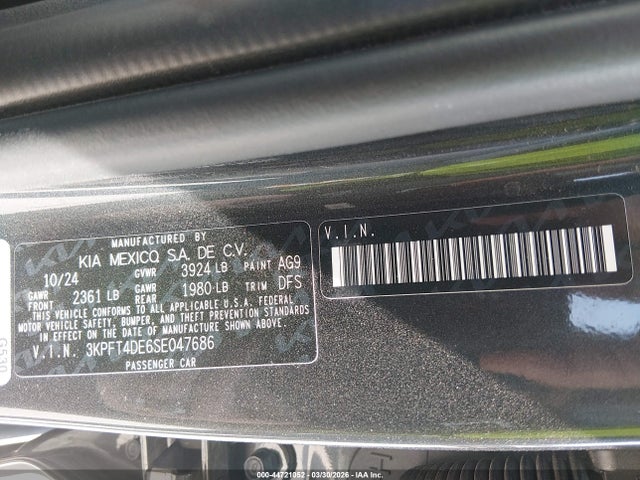 Продаж на аукціоні авто 2025 Kia K4 Lx, vin: 3KPFT4DE6SE047686, номер лоту: 44721052