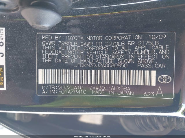 2010 TOYOTA PRIUS JTDKN3DU2A0080850 Photo 8