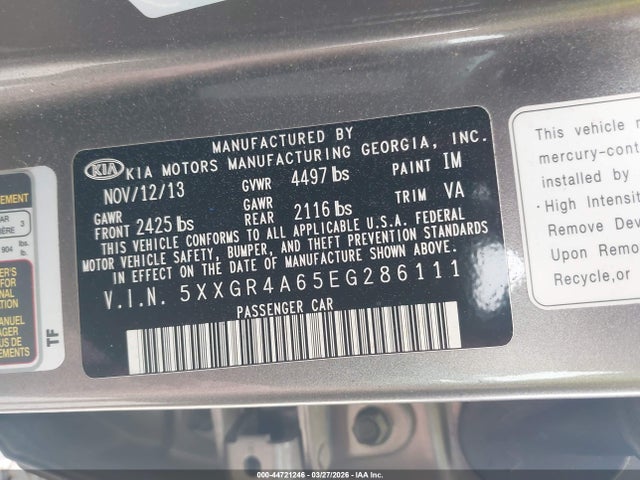 Продаж на аукціоні авто 2014 Kia Optima Sxl Turbo, vin: 5XXGR4A65EG286111, номер лоту: 44721246
