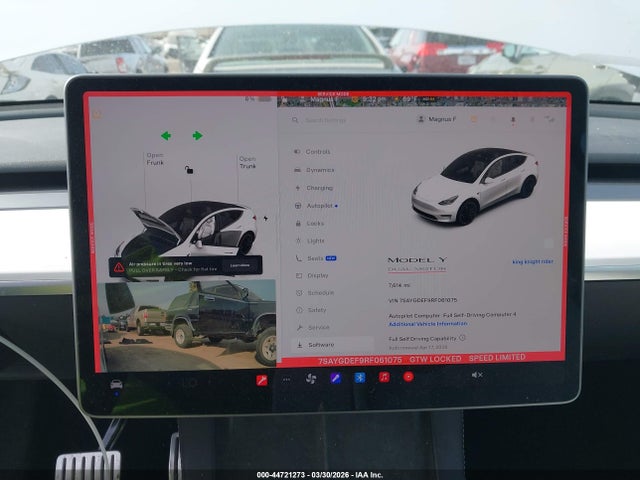 2024 Tesla Model Y Performance Dual Motor All-wheel Drive მანქანა იყიდება აუქციონზე, vin: 7SAYGDEF9RF061075, აუქციონის ნომერი: 44721273