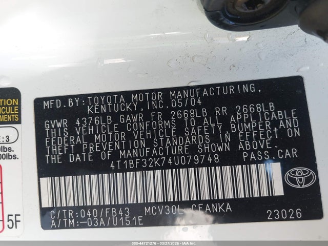 2004 TOYOTA CAMRY 4T1BF32K74U079748 Photo 8
