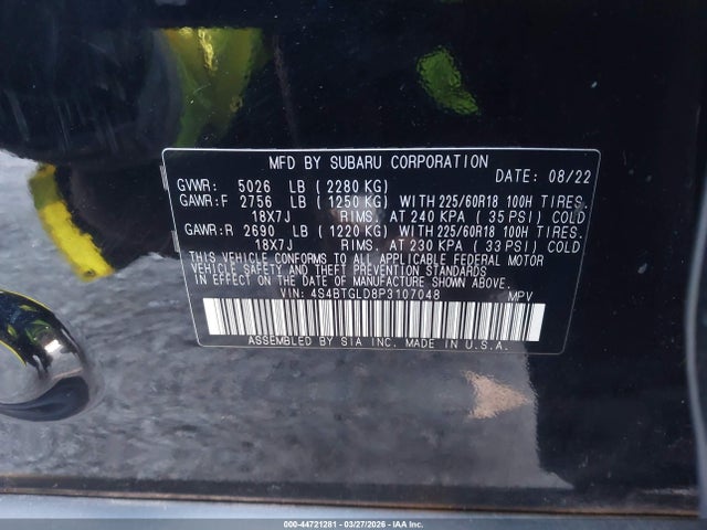 4S4BTGLD8P3107048 Subaru Outback Onyx Edition Xt
