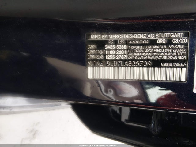Продаж на аукціоні авто 2020 Mercedes-benz E 350 4matic, vin: W1KZF8EB7LA835709, номер лоту: 44721332