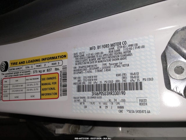 Ford Fusion Energi Titanium 2017 3FA6P0SU3HR330190 Image 9