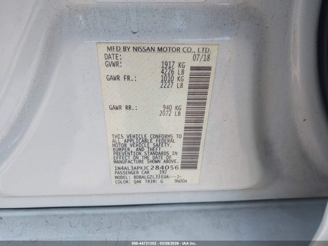 1N4AL3APXJC284056 Nissan Altima 2.5 S