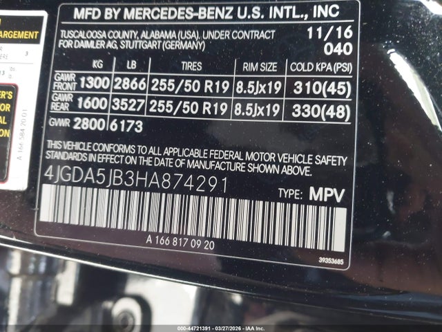 Продажа на аукционе авто 2017 Mercedes-benz Gle 350, vin: 4JGDA5JB3HA874291, номер лота: 44721391