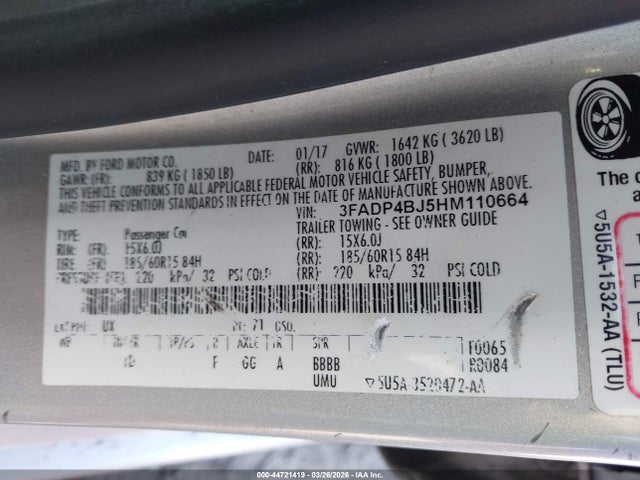 2017 FORD FIESTA 3FADP4BJ5HM110664 Photo 8