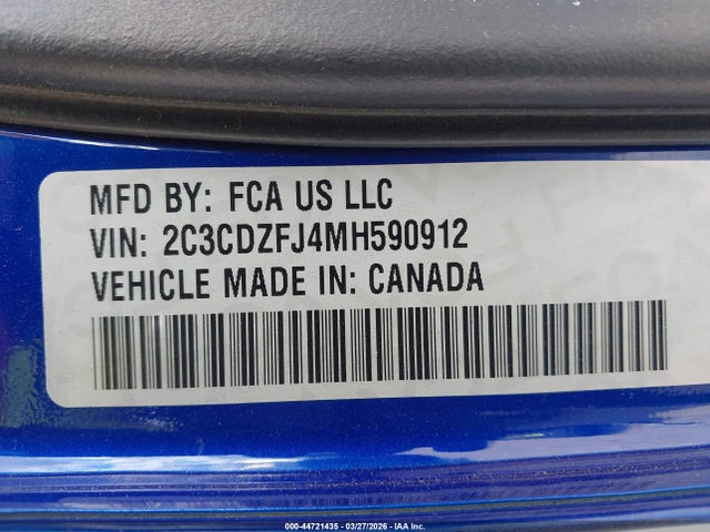 2021 Dodge Challenger R/t Scat Pack მანქანა იყიდება აუქციონზე, vin: 2C3CDZFJ4MH590912, აუქციონის ნომერი: 44721435