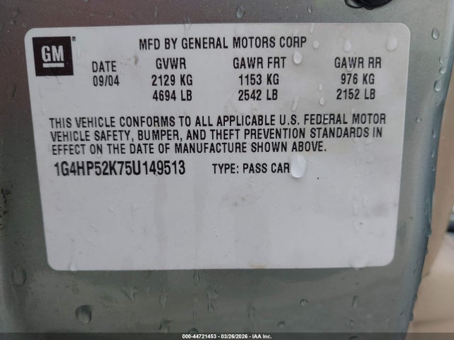 2005 BUICK LESABRE 1G4HP52K75U149513 Photo 8