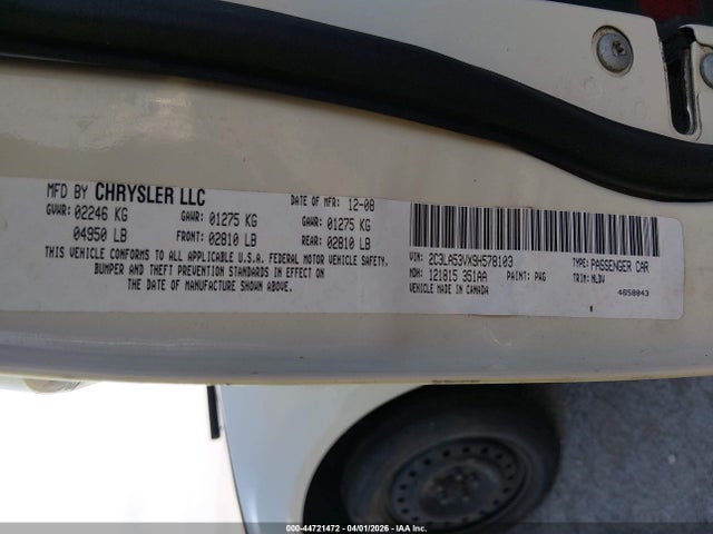 Aukcja sprzedaży 2009 Chrysler 300 Touring, vin: 2C3LA53VX9H578103, numer aukcji: 44721472